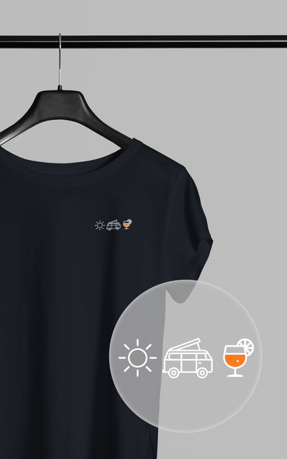 Damen Camping T-Shirt - Sonne Bulli Aperol