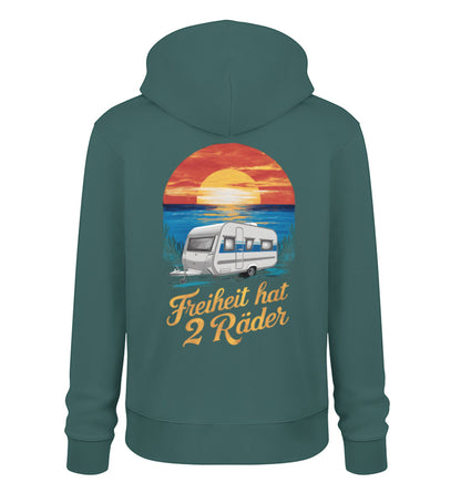 Freiheit hat 2 Räder - Herren Organic Hoodie - Wohnwagen - LazyDonkeyDesign 
