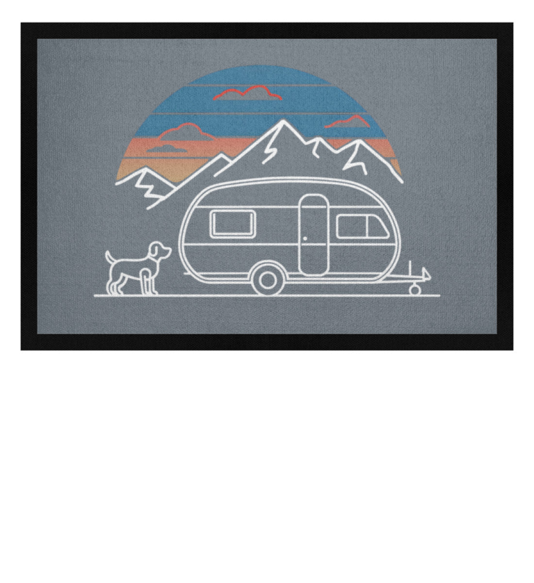 Wohnwagen mit Hund - Camping Fußmatte - LazyDonkeyDesign 