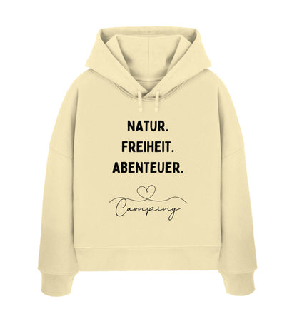 Natur. Freiheit. Abenteuer - Damen Organic Boxcut Hoodie - LazyDonkeyDesign 