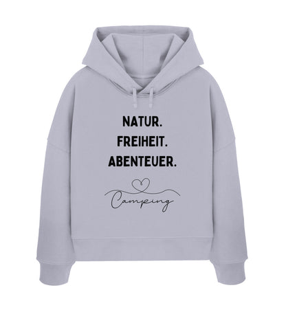Natur. Freiheit. Abenteuer - Damen Organic Boxcut Hoodie - LazyDonkeyDesign 