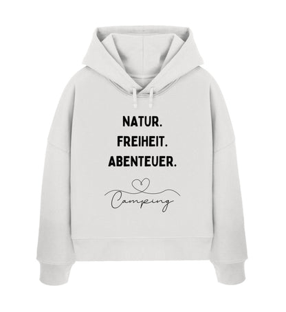 Natur. Freiheit. Abenteuer - Damen Organic Boxcut Hoodie - LazyDonkeyDesign 