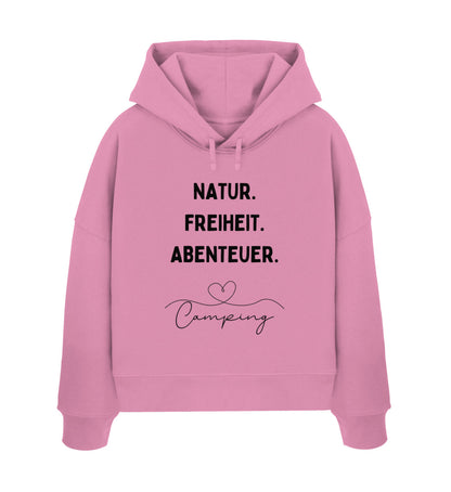 Natur. Freiheit. Abenteuer - Damen Organic Boxcut Hoodie - LazyDonkeyDesign 