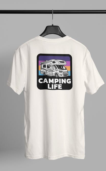 Herren Camping T-Shirt - Camping Life Button - Wohnmobil