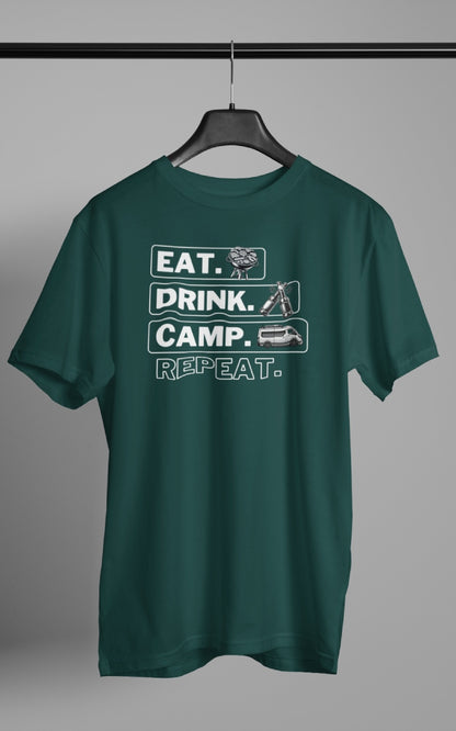 Herren Camping T-Shirt - Eat Drink Camp Repeat - Vanlife