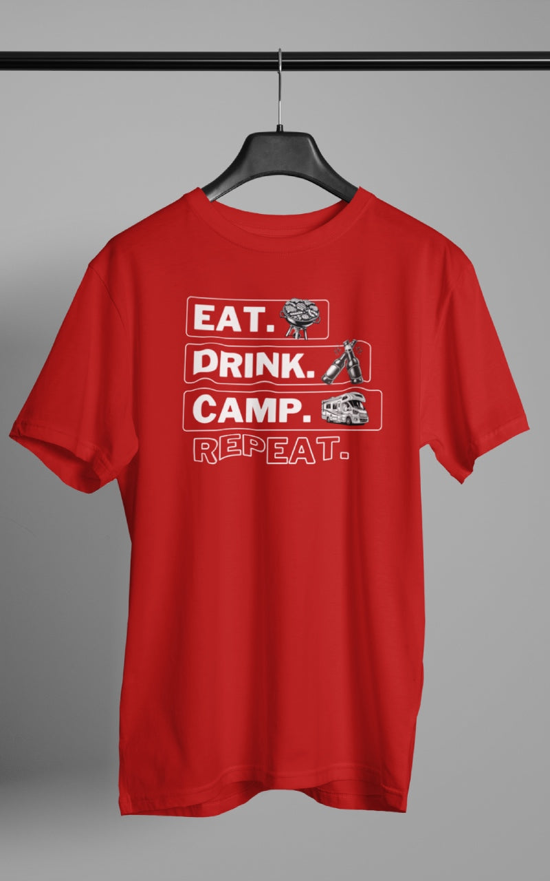 Herren Camping T-Shirt - Eat Drink Camp Repeat - Wohnmobil