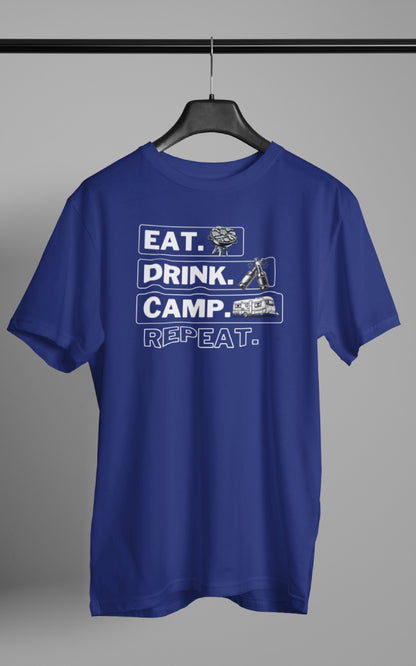 Herren Camping T-Shirt  Eat Drink Camp Repeat - Wohnwagen