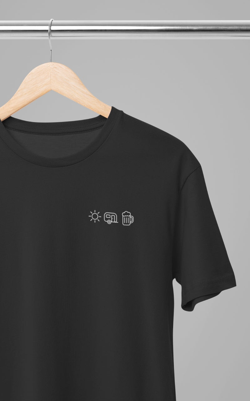 Herren Camping T-Shirt - Sonne Wohnwagen Bier