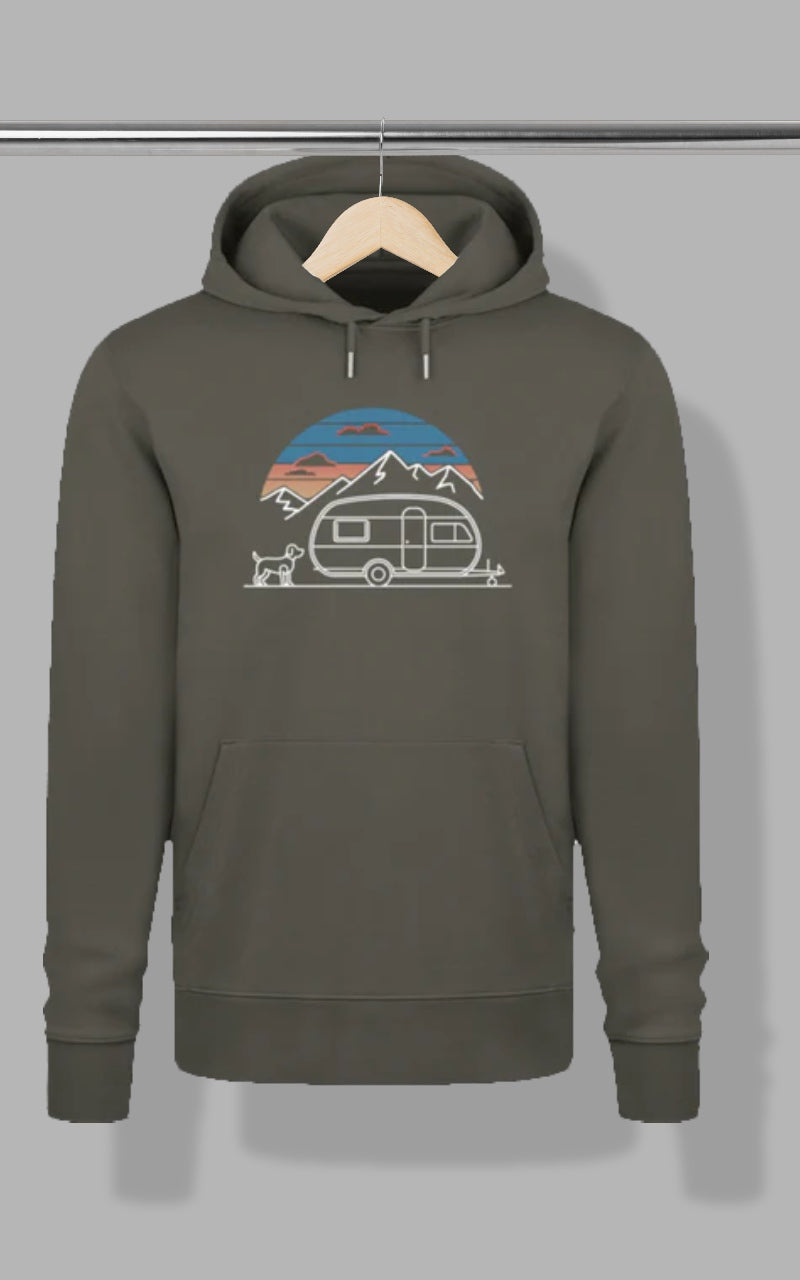 Herren Camping Hoodie - Wohnwagen mit Hund