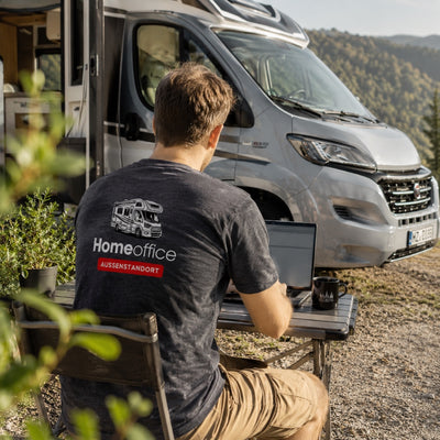 Wohnmobil Homeoffice - Herren Camping T-Shirt - Rückendruck