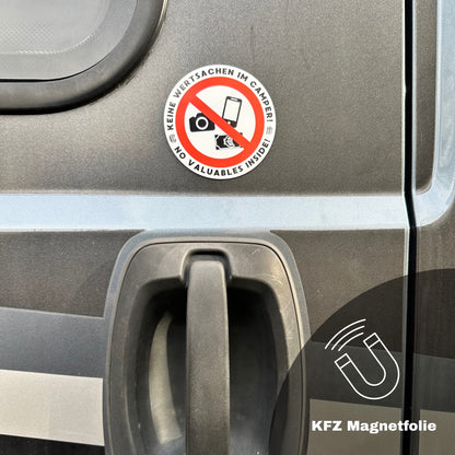 Anti Diebstahl Magnetschild Camper in Weiss