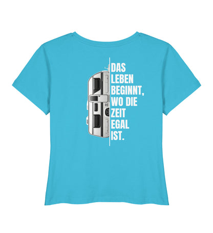Camping ist Zeitlos - Damen Organic T-Shirt - Wohnwagen - Rückenmotiv - LazyDonkeyDesign 