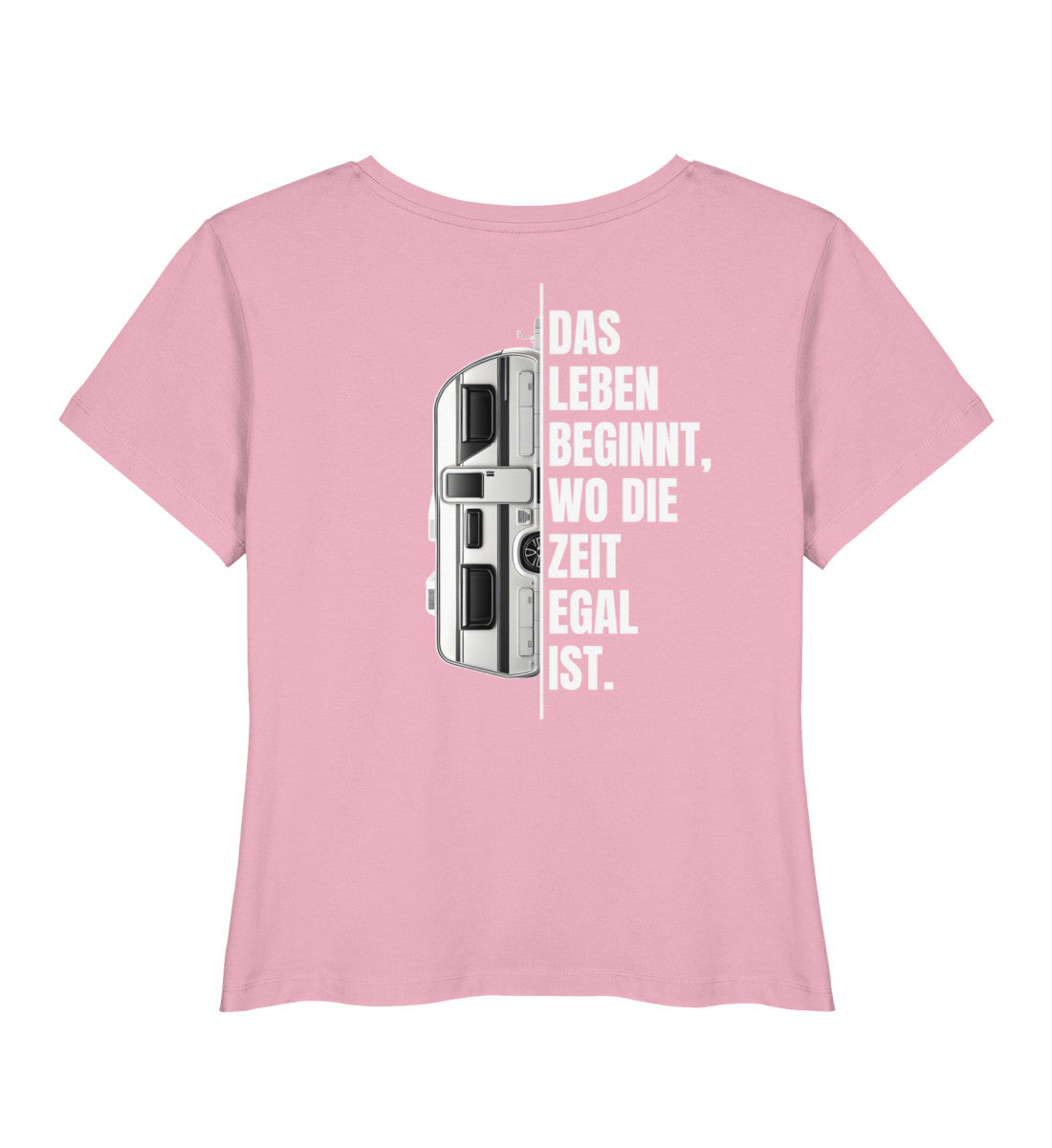 Camping ist Zeitlos - Damen Organic T-Shirt - Wohnwagen - Rückenmotiv - LazyDonkeyDesign 