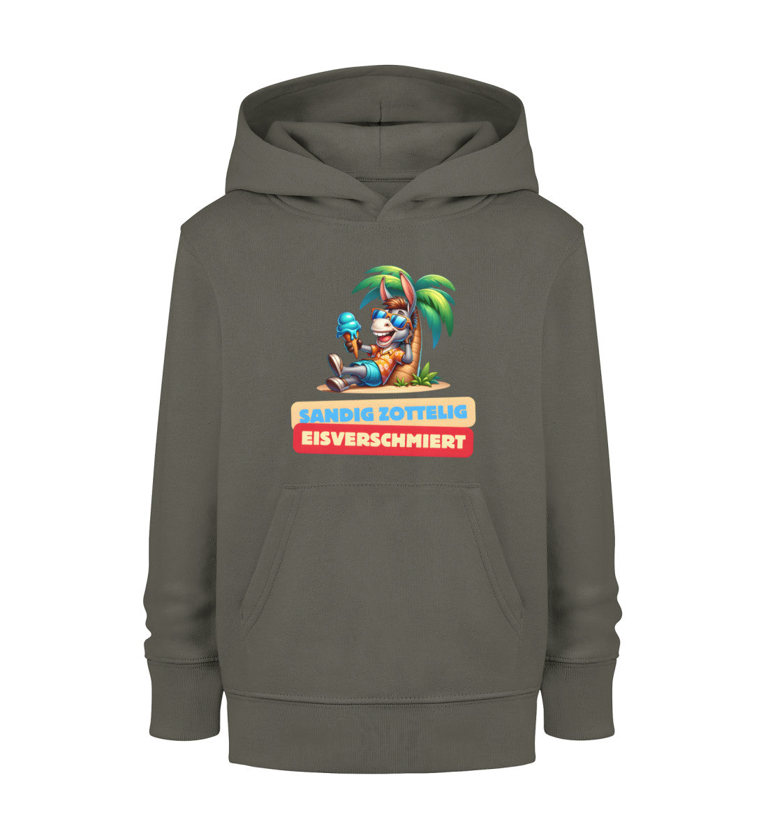 Sandig Zottelig Eisverschmiert - Kinder Organic Hoodie - LazyDonkeyDesign 