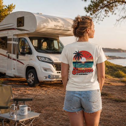 Sommer ist Campingzeit - Damen Camping T-Shirt