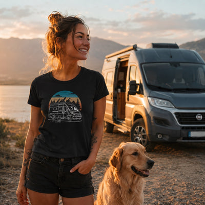 Vanlife mit Hund - Damen Camping T-Shirt