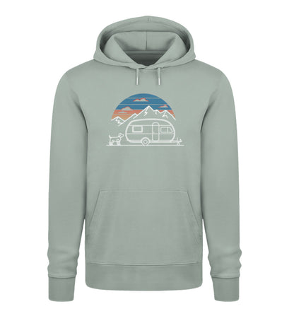 Wohnwagen mit Hund - Herren Organic Hoodie - LazyDonkeyDesign 