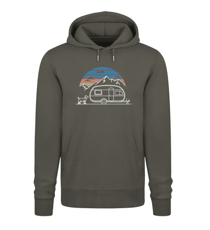 Wohnwagen mit Hund - Herren Organic Hoodie - LazyDonkeyDesign 