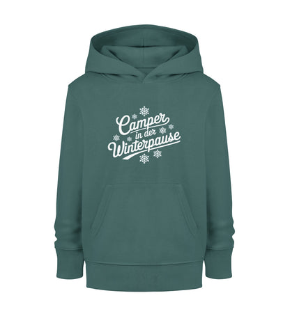 Camper im Winter - Kinder Organic Hoodie - LazyDonkeyDesign 
