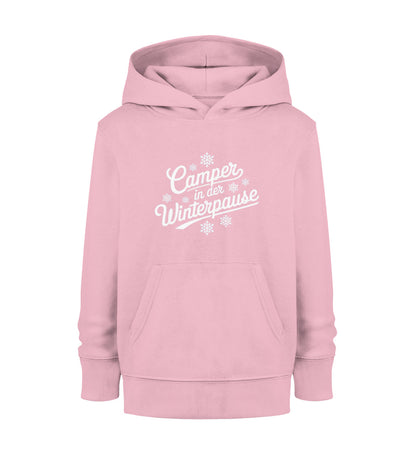 Camper im Winter - Kinder Organic Hoodie - LazyDonkeyDesign 