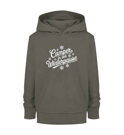 Camper im Winter - Kinder Organic Hoodie - LazyDonkeyDesign 