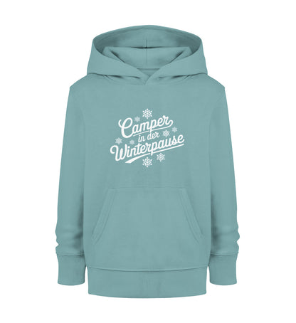 Camper im Winter - Kinder Organic Hoodie - LazyDonkeyDesign 